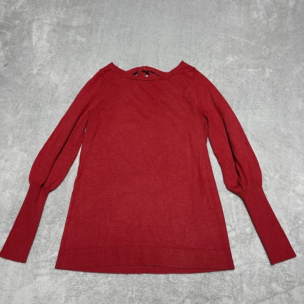 White House Black Market Sweater Womens Small Red Pullover‎ Tie Back